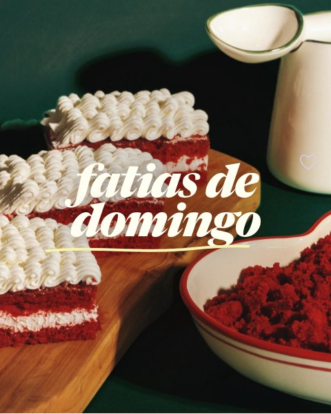 “fatias de domingo” poster: red velvet slices on green