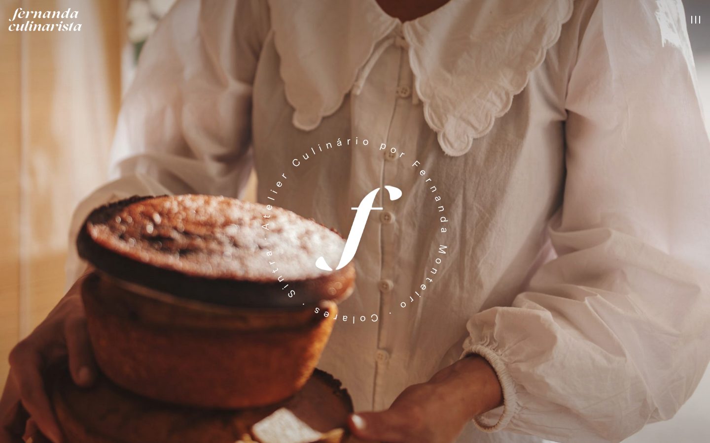 Fernanda Culinarista homepage hero with the f seal