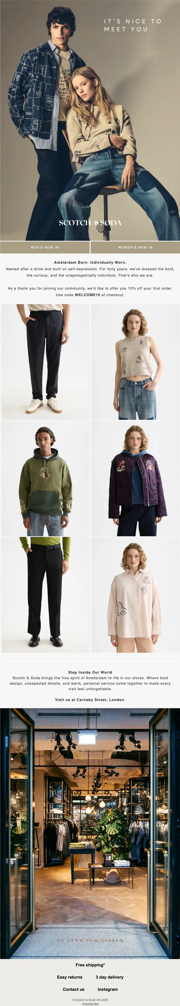 Scotch & Soda welcome email, after